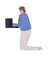 Woman with laptop working vector design