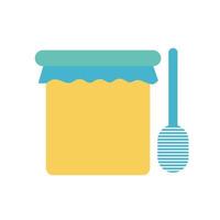 honey jar with stick flat style icon vector design