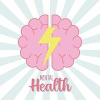 mental health with thunder on brain vector design
