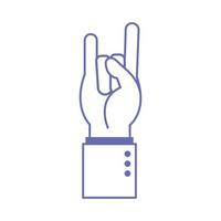 rock hand sign language line and fill style icon vector design