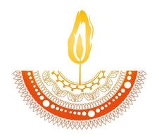 mandala of color red with a orange candle on white background vector