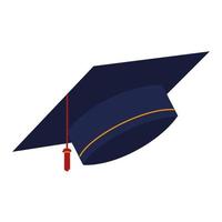 graduation hat flat icon vector