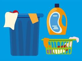laundry basket and detergent vector
