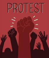 protest with fist hands vector