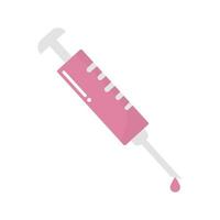 syringe of a pink color with a drop vector
