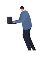 Man with laptop working vector design