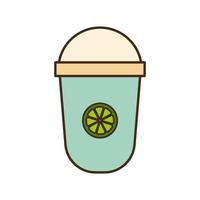 iced tea mug with lemon line and fill style icon vector design