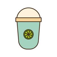 iced tea mug with lemon line and fill style icon vector design