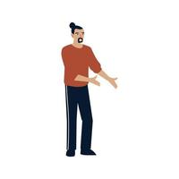 man character cartoon standing, on white background vector