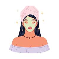 woman skincare mask vector