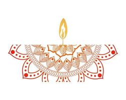 mandala of color red with a candle on white background vector