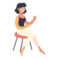 young woman sitting on chair vector