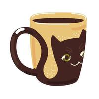 taza de café con gato estampado vector