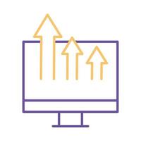 computer with increase arrows line style icon vector design