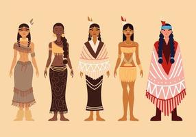grupo mujer indígena vector
