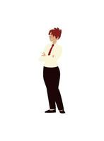 businesswoman character female with necktie on white background vector