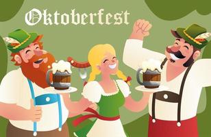 gente oktoberfest celebrando vector