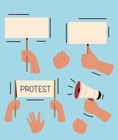 set of protest hands vector