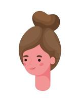 brown hair woman cartoon head vector design