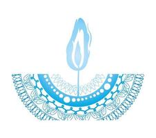 mandala of color pale blue with a blue candle on white background vector