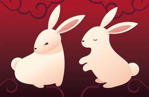 cute rabbits animal vector