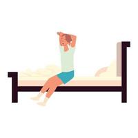 boy wake up and stretching vector
