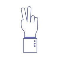 v hand sign language line and fill style icon vector design