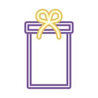 icono de caja de regalo en estilo neón vector