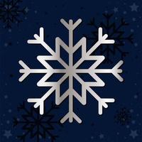 snowflake of silver color on blue background vector