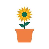 flower inside pot flat style icon vector design