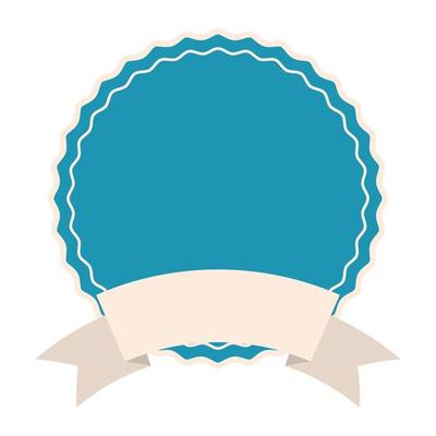 seal stamp of light blue color with a white ribbon