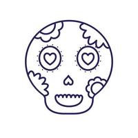 mexican skull line style icon vector design