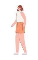 woman dressed in white shirt and orange shorts vector