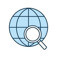 lupe with global sphere line and fill style icon vector design