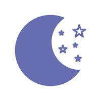 Luna con línea de estrellas y diseño de vector de icono de estilo de relleno