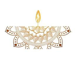 mandala of color orange with a red candle vector