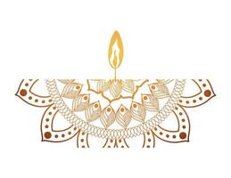 mandala of color orange with a red candle vector