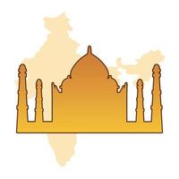 taj mahal mapa de la india vector