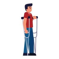 disabled man with crutches vector