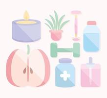 eight self care items vector