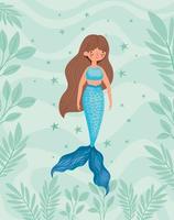 pretty blue mermaid vector