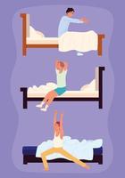 men and bed routine vector