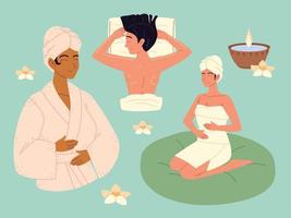 women relaxing spa vector