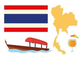 tailandia mapa y bandera vector