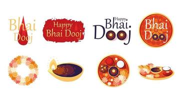 icon set of bhai dooj vector