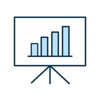 Gráfico de barras infográficas en la línea de tablero y diseño de vector de icono de estilo de relleno