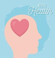 mental health with heart inside head vector design