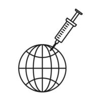 syringe on globe vector