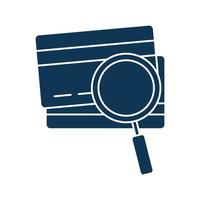 check mark in lupe silhouette style icon vector design