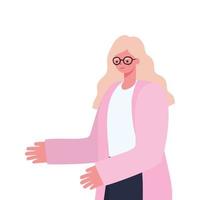 woman with yellow hair and a pink coat vector